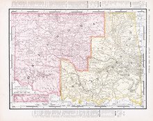 Antique Vintage Color Map Of Oklahoma Indian Territory, USA