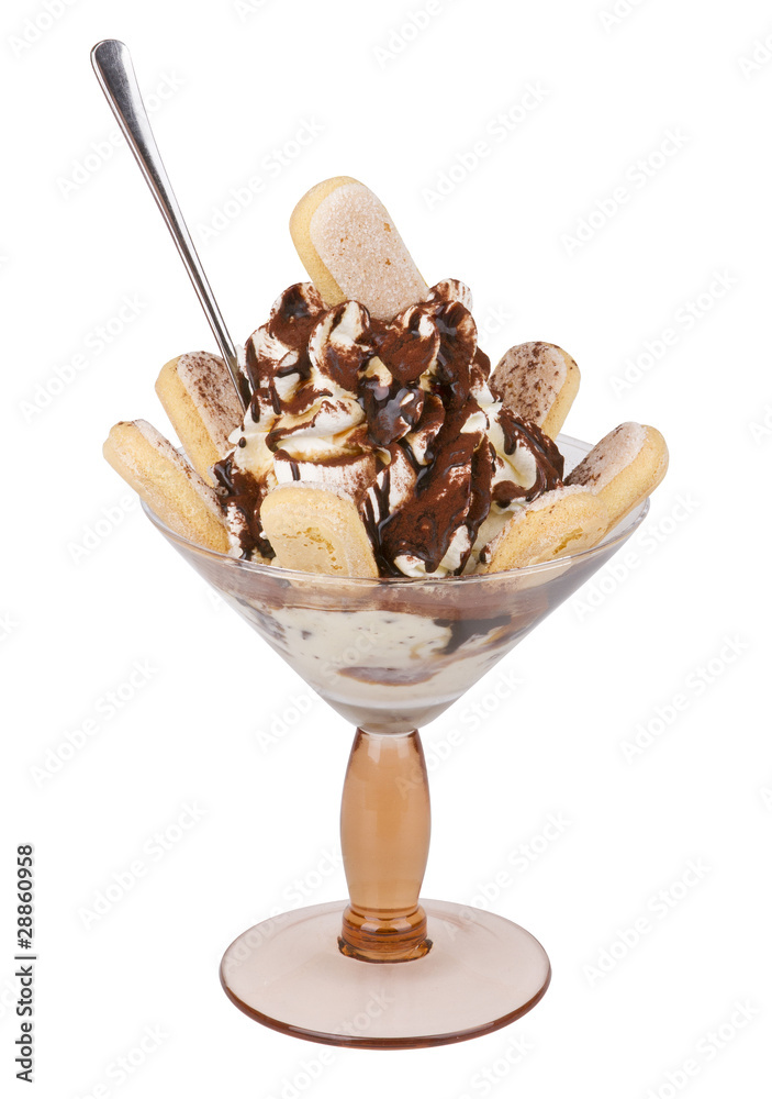 Tiramisu Eis Becher Stock Photo