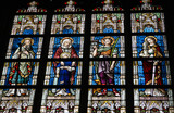 Fototapeta  - Stained glass - Saint Barbara, Ana, Joachim and Maria
