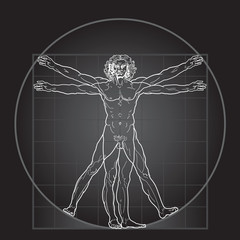 Wall Mural - The Vitruvian man (Black Invert version)