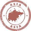 Stamp with the text Asia written inside the stamp