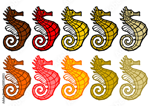 2012年辰年年賀状用イラスト素材 カラフル着色タツノオトシゴ Buy