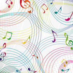 Aufkleber - Colourful music note on a grey background eps10.