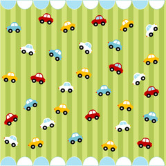 Wall Mural - Cute seamless pattern with little cars , baby card