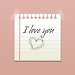 Notebook paper with love message,  illustration
