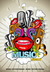 Wall Mural - composicion urbana musical en vector