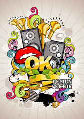 Wall Mural - composicion urbana musical en vector