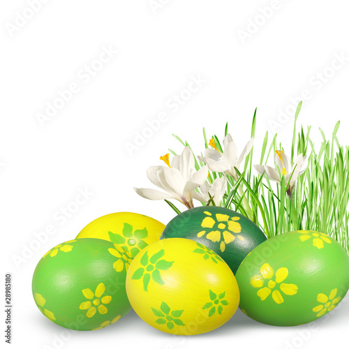 Photo Easter decoration with Easter eggs.