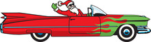 Santa Claus Comes To Town In A Hot Rod Convertible