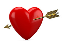 Red Heart Pierced With Golden Arrow