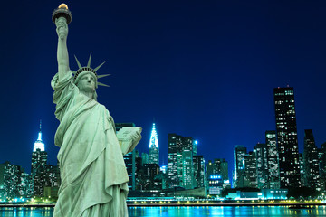 Manhattan Skyline and The Statue of Liberty, New York City