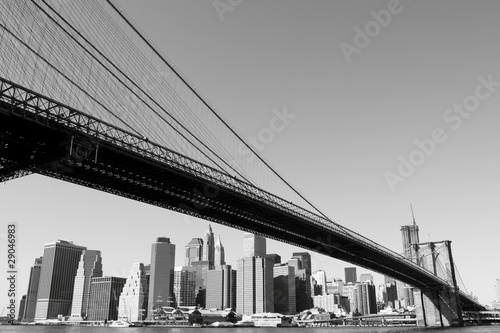 Naklejka na szybę Manhattan Bridge and lower Manhattan Skyline, New York City