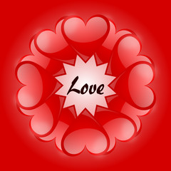 Poster - valentines bacground with red hearts