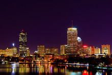 Boston Skyline From The Charles River At Night
