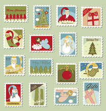 Large Set Of Christmas Postage Stamps