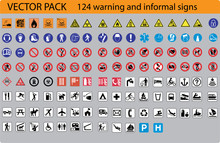124 Warning And Informal Signs - Vector Pack