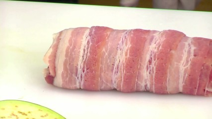 Sticker - pork tenderloin wrapped in bacon