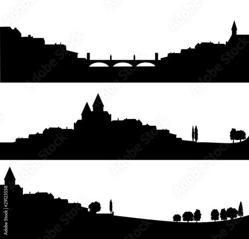 Download Silhouettes Villes Et Villages Noires Stock Vector Adobe Stock