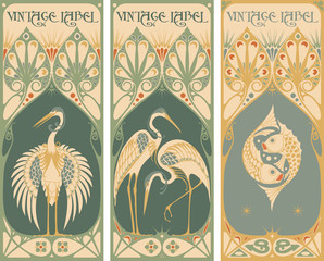 vintage labels: fish and poultry