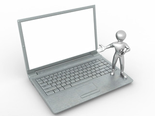 Poster - Man with laptop on white isolated background