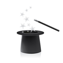 Vector Magic Hat And Wand With Sparkles