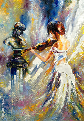 Naklejka dekoracyjna The girl playing a violin