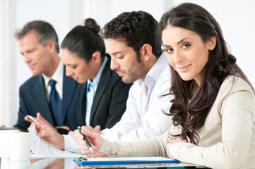 Wall Mural - Happy businesswoman in office