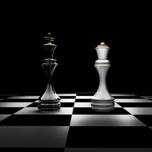 King And Queen Chess Isolated On Black 3d Render