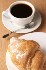 Poster - Croissant and black coffee