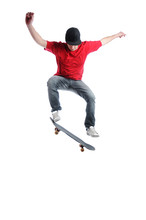 Young Active Skateboarder Jumping