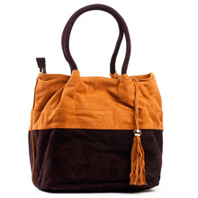 Orange And Brown Handbag Over White Background