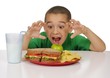 Kid ready to eat a sandwich meal