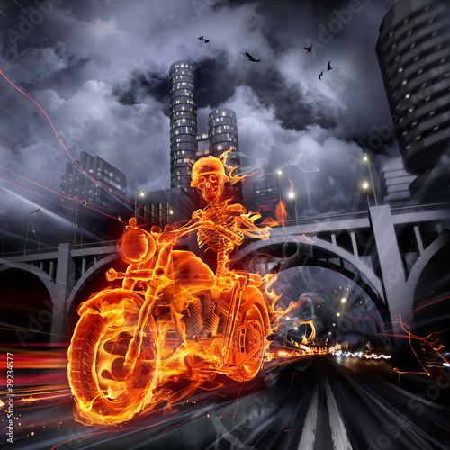 Fototapeta na wymiar Fire biker