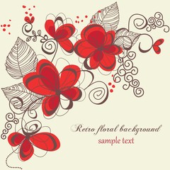 Poster - Retro floral background