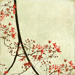 Wall Mural - Tangled Blossom Border on Antique Paper