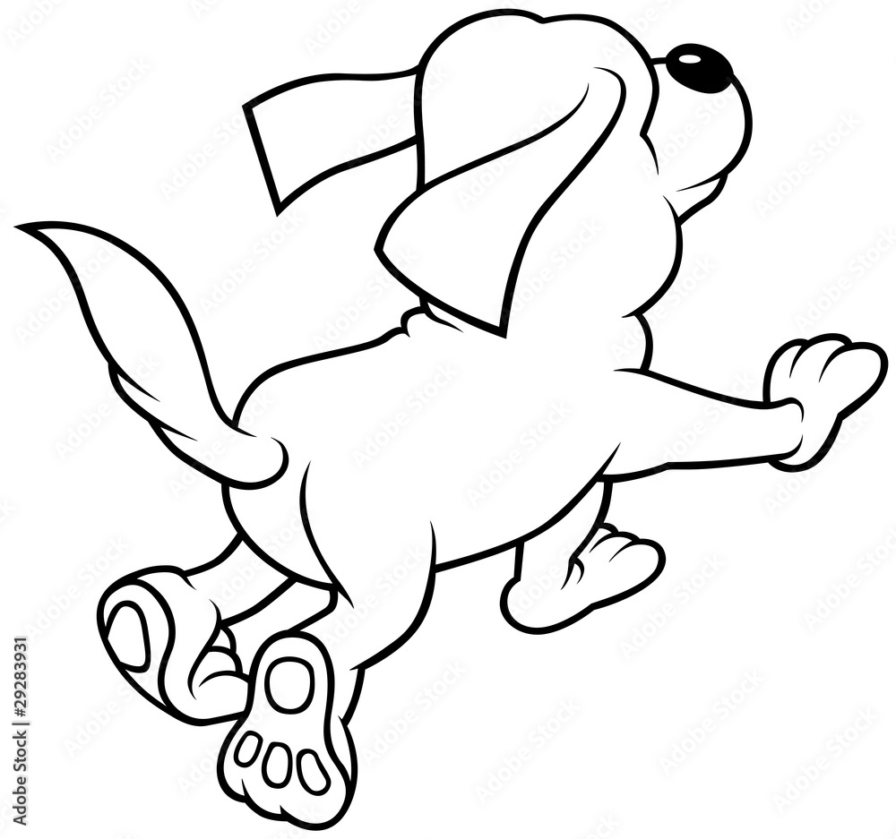 Running Dog - Black and White Cartoon illustration Stock Illustration ...
