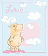 Love card with cute animal