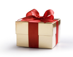 Wall Mural - art gold box with red bow