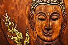 Buddha Image In Thai Style Wood Carving