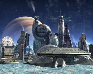 Wall Mural - jupiter moon colony