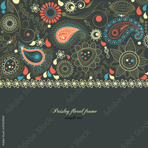 Plakat na zamówienie Paisley floral frame