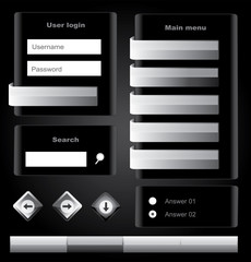 Wall Mural - Black glossy web template elements