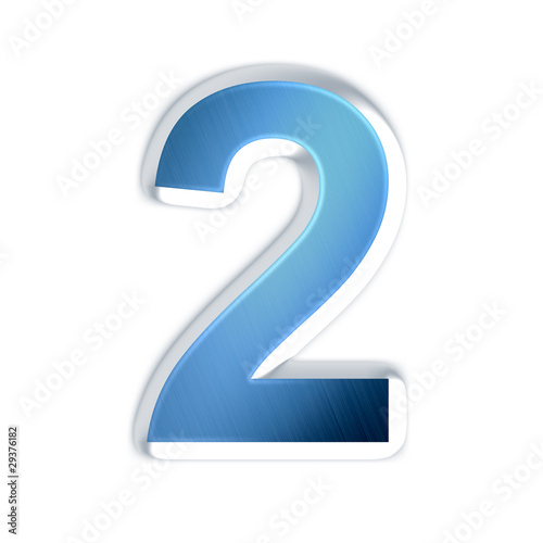  2 - deux - Chiffre bleu effet acier brossé Illustration Stock | Adobe Stock