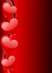 Poster - valentines bacground with red hearts