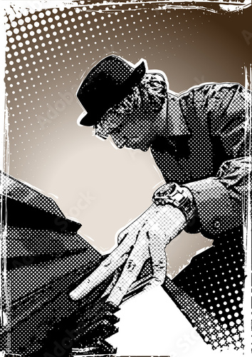 Naklejka na szybę pianist illustration