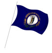 Flag of Kentucky with pole flag waving over white background