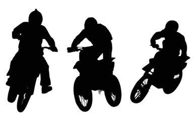 Wall Mural - three silhouettes of men on motorcycles