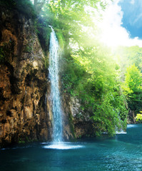 Canvas Print - waterfall in deep forest