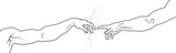 Fototapeta  - 'Creatio Adami'. The Creation of Adam (full fragment). A section of Michelangelo's fresco Sistine Chapel ceiling painted c.1511. Detailed vector outline drawing.