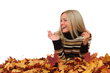 Wall Mural - autumn woman in studio